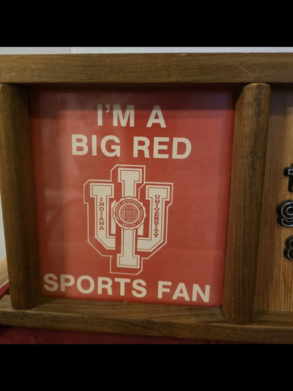 Vintage 1988 Indiana University Hoosiers Wood Mantel / Wall Clock IU Basketball